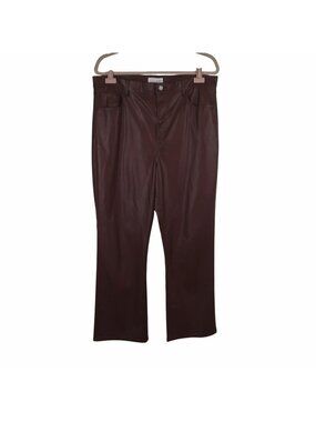 Loft 14 / 32 Burgundy Brown Faux Vegan Leather Pants Mob Wife